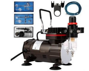 VIVOHOME 110-120V Professional Airbrushing Paint System with 1/5 HP Air Compressor and 3 Airbrush Kits